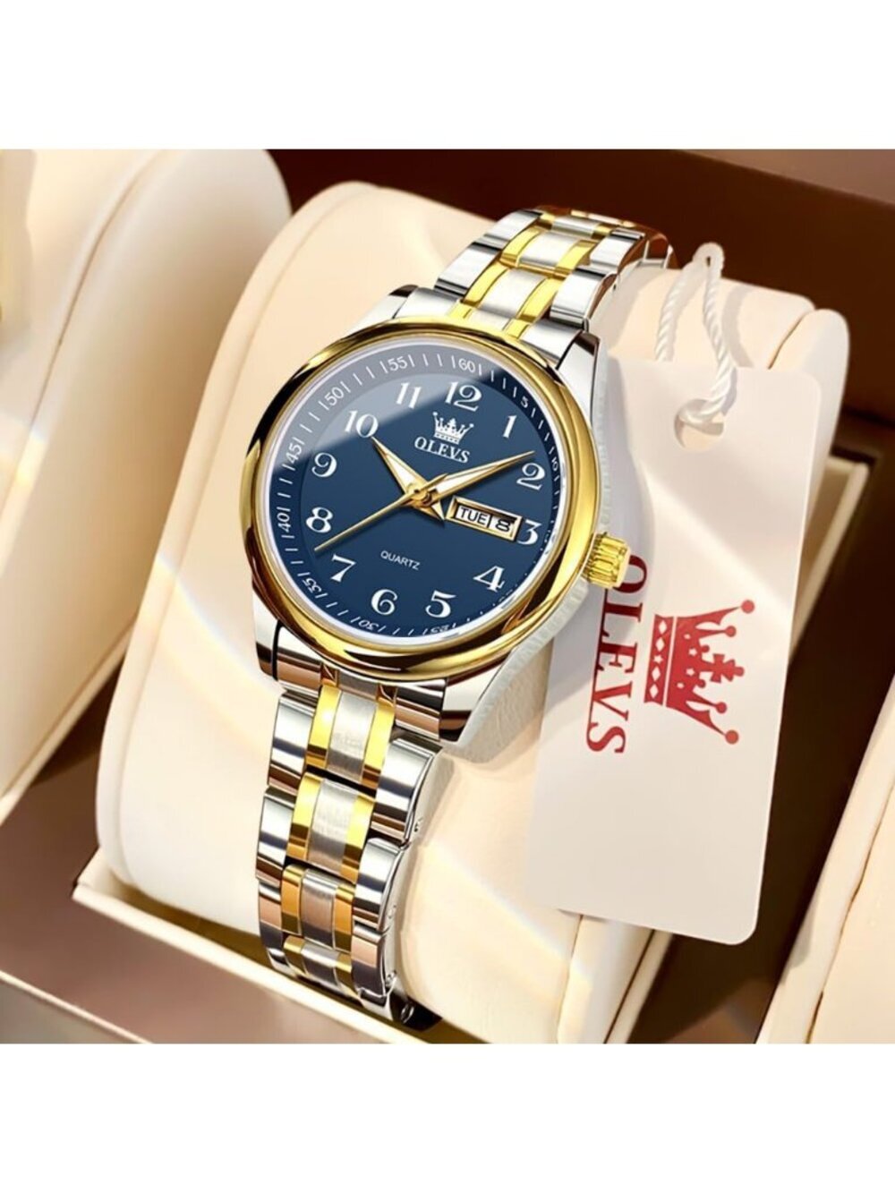 Womens Silver Blue Adjustable Strap Stainless Steel Arabic Numerals Luxury Watch - Picture 3 of 6